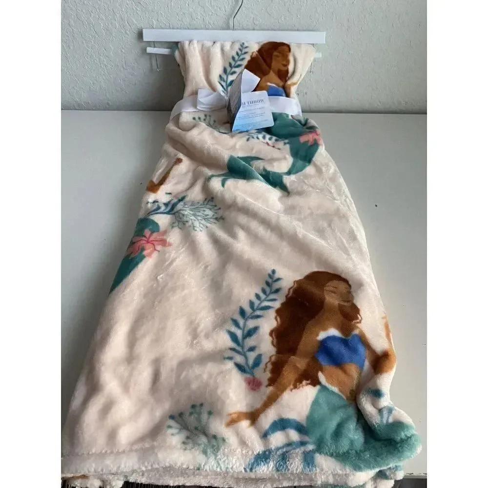 Disney The Little Mermaid Live Action Movie Plush Throw Blanket 50 x 70” NEW